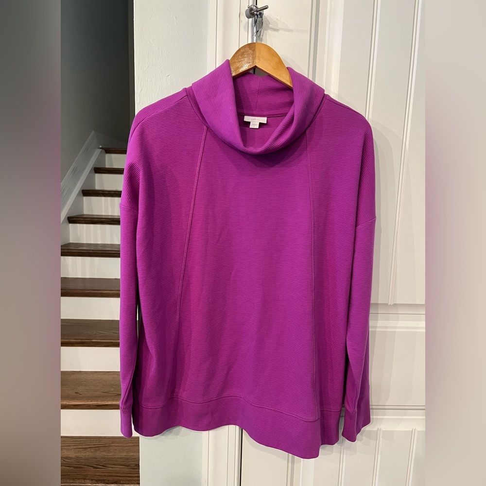 J.Jill Fit Women’s Cowl Neck Pullover Top Purple Long Sleeve Size L